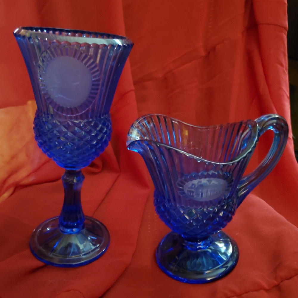 Avon blue glass George Washington